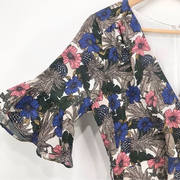 Anthropologie Lost + Wander Floral Ruffle Edge Wrap Style Mini Dress NEW no belt - Picture 11 of 16